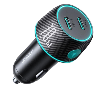 Ładowarka i akumulator JoyRoom Ładowarka samochodowa 2x USB C 70W z podświetleniem LED
